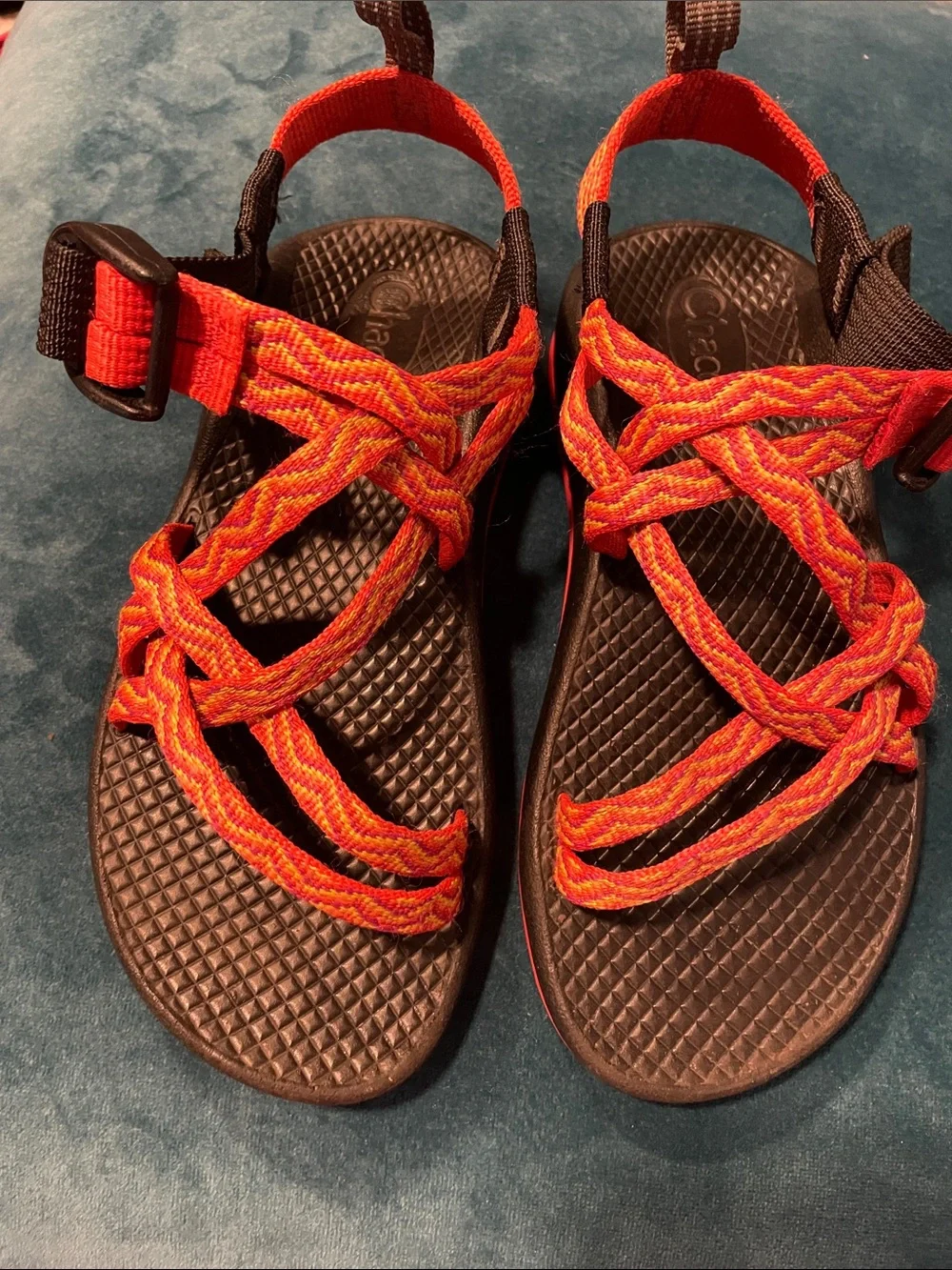 Chaco Kids Braided Red-Orange Strap Sandals 13